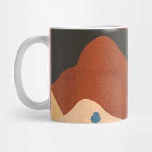 Sun & Moon Artwork With mountains. Boho art of moon at night and terracotta mountains. Mug